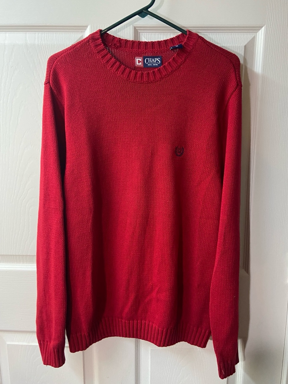 Chaps Men’s Red Crewneck Knit Sweater Medium all cotton